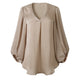 Echoine Women Blouses Office Lady Shirts Sexy V-Neck Low Cut Lantern Sleeve Loose Elegant Smooth Silk And Satins Tops Highstreet