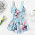 FREE OSTRICH Jumpsuit women sling V-neck holiday casual sleeveless bow tie front flower print fashion boho loose loose jumpsuit