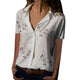 FREE OSTRICH Women Shirts Plum Blossom Large Size Short Sleeve Loose Silky Thin Trend Elegant Noble Vogue Summer Blouse Shirts