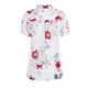 FREE OSTRICH Women Shirts Plum Blossom Large Size Short Sleeve Loose Silky Thin Trend Elegant Noble Vogue Summer Blouse Shirts
