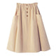 FREE OSTRICH Women Skirt College Style Solid Color High Waist Double Pocket Button Dignified Fashion Summer Short Skirt Under It