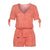 FREE OSTRICH Women's Strap Short Sleeve Short Jumpsuits V-neck Fashion Printeddies Beach Casual Loaf Pocket Rompers Plus Size