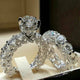 Fashion 2pc/set Elegant Cubic Zircon Rings Set for Women Anillos Sliver Color Wedding Ring Bridal Bague Jewellery Mujer Party