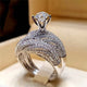 Fashion 2pc/set Elegant Cubic Zircon Rings Set for Women Anillos Sliver Color Wedding Ring Bridal Bague Jewellery Mujer Party