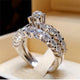 Fashion 2pc/set Elegant Cubic Zircon Rings Set for Women Anillos Sliver Color Wedding Ring Bridal Bague Jewellery Mujer Party