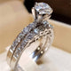 Fashion 2pc/set Elegant Cubic Zircon Rings Set for Women Anillos Sliver Color Wedding Ring Bridal Bague Jewellery Mujer Party