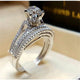 Fashion 2pc/set Elegant Cubic Zircon Rings Set for Women Anillos Sliver Color Wedding Ring Bridal Bague Jewellery Mujer Party