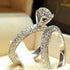 Fashion 2pc/set Elegant Cubic Zircon Rings Set for Women Anillos Sliver Color Wedding Ring Bridal Bague Jewellery Mujer Party