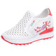 Fashion Floral Embroidered Leather Platform Evelator Shoes Women Swing Wedge Inner Increase Casual Shoes Platform Shoes