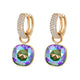 Fashion Square Pendant Hoop Earrings for Women made with Austrian Crystal Wedding Party Bijoux Jewellery Accessorise Girls Gift
