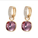 Fashion Square Pendant Hoop Earrings for Women made with Austrian Crystal Wedding Party Bijoux Jewellery Accessorise Girls Gift