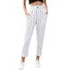 Fashion Summer Striped Straight Leg Casual Pants Women High Waist Striped Casual Butto Pants With Pockets Ladies Trousers #612