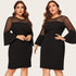 Fashion Vestido Dress Women Plus Size O-Neck Flare Sleeve Polka Dot Mesh Patchwork Midi Dress Party Dresses jurken grote mat@45