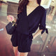 Fashion Women Jumpsuit Sexy V Neck  Short Sleeve Shirt Elegant Rompers Casual Solid Playsuit