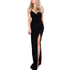 Feitong Deep V Sequins Dress Women Wrap Ruched Sleeveless Black Long Dresses Ladies Cocktail Nightclub Party Dress Vestidos 2019