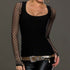 Fishnet T Shirt Women Low Cut Long Sleeve Tops Punk Rock Gothic Net Shirt Camiseta Mujer Tee Shirt Femme Slim Tshirt Women