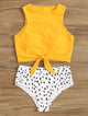 Floral Print Bikini Set High Neck Swimwear Women Lace Up Two Pieces Swimsuit Sexy Girl Beach Bathing Suit High Waist Bikini