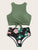 Floral Print Bikini Set High Neck Swimwear Women Lace Up Two Pieces Swimsuit Sexy Girl Beach Bathing Suit High Waist Bikini