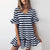 Free Ostrich 2019 Fashion Womens Butterfly Sleeve V-neck Stripe Print Ruffles Short Mini Dress Youth Student Preppy Style Dress