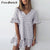 Free Ostrich 2019 Fashion Womens Butterfly Sleeve V-neck Stripe Print Ruffles Short Mini Dress Youth Student Preppy Style Dress