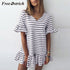 Free Ostrich 2019 Fashion Womens Butterfly Sleeve V-neck Stripe Print Ruffles Short Mini Dress Youth Student Preppy Style Dress