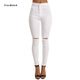 Free Ostrich Clothes Women Jeans Women Casual Slim Solid Hole Long Jeans Zippers Sexy Skinny Pants Daily Trousers NEW jean Pants