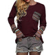 Free Ostrich Women's Patchwork Casual Loose T-shirts Tops With Thumb Holes S40