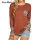 Free Ostrich Women's Patchwork Casual Loose T-shirts Tops With Thumb Holes S40