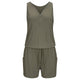 Free Ostrich  Womens Summer Beach Rompers Zippered V-Neck Solid Color Jumpsuit Holiday Casual Zipper Mini Playsuit Ladies D2335