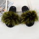 Fur Slippers Women Real Fox Fur Slides Comfort Home Furry Flat Sandals Female Cute Fluffy House Shoes Sweet Ladies Shoes Size 45
