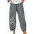 Gray European And  Casual Loose Cotton And Linen Butterfly Printed Wide-leg Pants Women Vertical Flower Pants