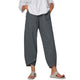 Gray European And  Casual Loose Cotton And Linen Butterfly Printed Wide-leg Pants Women Vertical Flower Pants