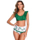 Hot Bikini Set Off The Shoulder Print Ruffled Bikini Plus Size Women's Swimsuit Women Brazilian Biquini Thong Bikini Set Mujer