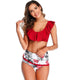 Hot Bikini Set Off The Shoulder Print Ruffled Bikini Plus Size Women's Swimsuit Women Brazilian Biquini Thong Bikini Set Mujer