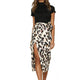 Hot Summer Sexy Women Lace Up Skirts Fashion High Waist Ruffles Loose Slim Long Wrap Skirt Ladies Leopard Beach Clothing Female