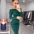 Huge Suede 2019 spring Dress Women slash neck Long Sleeve off shoulde mid-calf Dress sexy Bodycon dresses woman party night