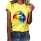 JAYCOSIN Women Tshirt 2019 Plus Size Lips Gesture Print Short Sleeve T-Shirt Women funny Tops T-shirts for women top female tops