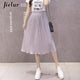 Jielur 6 Colors Korean Fashion Summer Skirt Female Chiffon High Waist Pleated Skirts Womens S-XL Harajuku Faldas Mujer