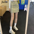 Jielur Plaid Summer Skirt 2020 New Jupe Femme Slim Skirt High Waist Mini Skirts Womens Split Blue Chic Skirt S-L