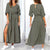 KANCOOLD Dress Women Long Sleeve V Neck Split Solid Sashes fashion Dresses Ladies Casual Loose Maxi dress women 2018AUG3