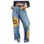 KANCOOLD Women High Waist Zip Pocket Sunflower print jeans pants Trousers Straights Overalls Denim Jeans Cloth New Fashion