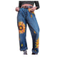 KANCOOLD Women High Waist Zip Pocket Sunflower print jeans pants Trousers Straights Overalls Denim Jeans Cloth New Fashion