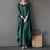 Kaftan Womens Maxi Dress Summer O Neck Long Sleeve Spring Cotton Linen Gown Robe Dresses Plus Size Large Size Dresses