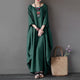 Kaftan Womens Maxi Dress Summer O Neck Long Sleeve Spring Cotton Linen Gown Robe Dresses Plus Size Large Size Dresses