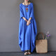 Kaftan Womens Maxi Dress Summer O Neck Long Sleeve Spring Cotton Linen Gown Robe Dresses Plus Size Large Size Dresses