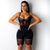 Khaki Lace Hollow Out Tight Rompers Women Spaghetti Strap Sheer Mesh Bodycon Playsuits Sexy Party Night Club One Piece Overalls