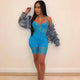 Khaki Lace Hollow Out Tight Rompers Women Spaghetti Strap Sheer Mesh Bodycon Playsuits Sexy Party Night Club One Piece Overalls