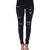 LASPERAL Women Plus Size High Waist Skinny Jeans Solid Leopard Patchwork Irregular Ribbed Holes Pencil Pant Stretch Slim Trouser
