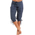 Laamei New Women's Fashion Cotton Linen Short Trouser Pants Women's Solid Color Seven Casual Loose Capri Pants Plus Size 5XL