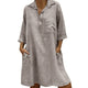 Large Plus Size !!Best Sale 2020 Women's Solid Boho Turn-down Collar Dress 3/4 Sleeve Casual Pocket Button Dress Vestido @6